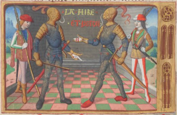 La Hire et Poton de Xaintrailles (BnF, fr. 5054, fol. 18v : Martial d’Auvergne, Vigiles de Charles VII, 1484)