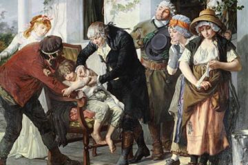 Edward Jenner (1749-1823) pratiquant la première vaccination contre la variole en 1796• Crédits : Gaston Melingue