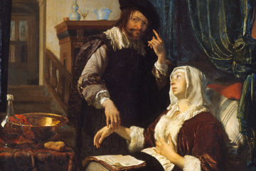 Frans van Mieris l'Ancien (Leyde, 1635 – Leyde, 1681), La visite du médecin ou La malade d’amour (Het bezoek van de arts of De zieke vrouw), 1657, huile sur cuivre, (34 cm x 27 cm), Vienne, Kunsthistorisches Museum.