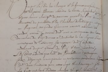 8B2 763 fol.151v : C’est la demande d’arrestation de Louis de Castelore, chevalier d’Artagnan, fils du célèbre d’Artagnan, pour duel.
