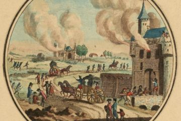 Insurrection paysanne, émigration des Princes et des Courtisans de leurs Châteaux de Campagne brulés en août 1789. 30ème tableau, planche 2 de la Galerie Historique ou Tableaux des évènements de la Révolution française (1795-1799).